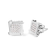 Load image into Gallery viewer, 10K White Gold 1/2 Cttw Composite Princess Diamond Square and Swirl Stud Earrings (I-J Color, I1-I2 Clarity)