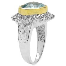 Load image into Gallery viewer, Two Tone Plated 5.01 Carat Genuine Blue Topaz & White Topaz .925 Sterling Silver Ring