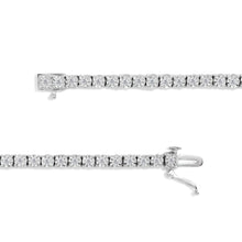 Load image into Gallery viewer, .925 Sterling Silver 1.0 Cttw Miracle-Set Diamond Round Faceted Bezel Tennis Bracelet (I-J Color, I3 Clarity) - 7"