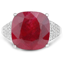 Load image into Gallery viewer, 14.47 Carat Dyed Ruby and White Topaz .925 Sterling Silver Ring