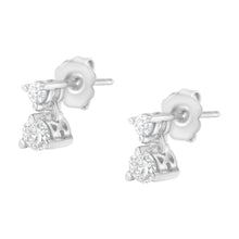 Load image into Gallery viewer, 14KT White Gold 1/2 cttw Double Diamond Dangle Stud Earrings (H-I, I1-I2)