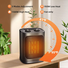 Load image into Gallery viewer, 1500W Portable Ceramic Space Heater with Thermostat & Safety Protection with Carry Handle