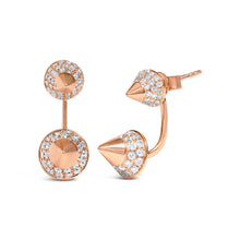 Load image into Gallery viewer, 14K Rose Gold 1.00 Cttw Diamond Double Cone Jacket Stud Earring (G-H Color, SI1-SI2 Clarity)