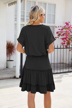 Load image into Gallery viewer, Short Sleeve Tiered Mini Dress Feminine & Flowy Modern Women Summer Dress
