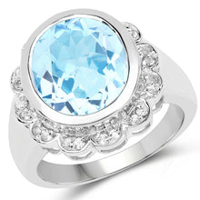Load image into Gallery viewer, 5.39 Carat Genuine Blue Topaz and White Topaz .925 Sterling Silver Ring