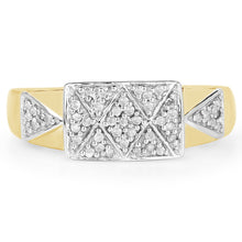 Load image into Gallery viewer, 14K Yellow Gold Plated 0.21 Carat Genuine White Diamond .925 Sterling Silver Ring