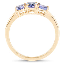 Load image into Gallery viewer, 18K Yellow Gold Plated 0.90 Carat Genuine Tanzanite .925 Sterling Silver Ring