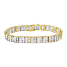 Load image into Gallery viewer, 14K Yellow Gold 5.50 Cttw Round and Baguette Diamond Link Bracelet