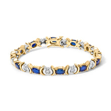 Load image into Gallery viewer, 14K Yellow Gold 1.00 Cttw Alternating Diamond and 6 1/2 Cttw Oval Blue Sapphire Link Bracelet (H-I Color, SI1-SI2 Clarity) - 7" Inches