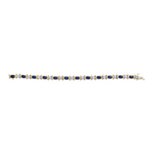 Load image into Gallery viewer, 14K Yellow Gold 1.00 Cttw Alternating Diamond and 6 1/2 Cttw Oval Blue Sapphire Link Bracelet (H-I Color, SI1-SI2 Clarity) - 7" Inches