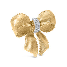 Load image into Gallery viewer, 18K Yellow Gold and 3/5 Cttw Diamond Bow Pin Brooch (G-H Color, VS1-VS2 Clarity)