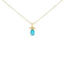 Load image into Gallery viewer, 14K Yellow Gold and Blue Quartz Pacifier Pendant Necklace - 18" Inches