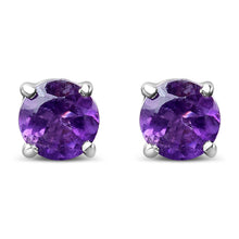 Load image into Gallery viewer, .925 Sterling Silver 3.5 MM Created Round Red Garnet Solitaire Stud Earrings
