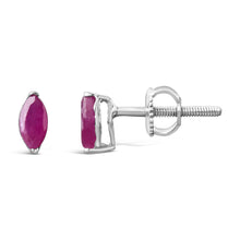 Load image into Gallery viewer, .925 Sterling Silver 1/2 Cttw Created Pink Ruby Gemstone Solitaire Stud Earrings