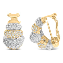 Load image into Gallery viewer, 18K Two-Toned Gold 5.00 Cttw Diamond Three-tier Domed Button Omega Back Earrings (G-H Color, VS2-SI1 Clarity)
