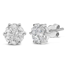 Load image into Gallery viewer, 14K White Gold 1.00 Cttw Pie Cut Diamond Solitaire Style Stud Earring (H-I Color, SI1-SI2 Clarity)