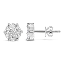Load image into Gallery viewer, 14K White Gold 1.00 Cttw Pie Cut Diamond Solitaire Style Stud Earring (H-I Color, SI1-SI2 Clarity)