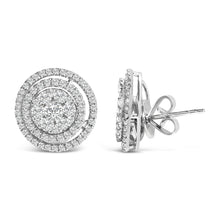Load image into Gallery viewer, 14K Gold 1 3/8 Cttw Diamond Cluster and Double Halo Stud Earring (G-H Color, SI1-SI2 Clarity)