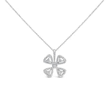 Load image into Gallery viewer, 14K White Gold 5/8 Cttw Diamond 4 Leaf Floral Pendant Necklace (H-I Color, I1-I2 Clarity) - 18" Inches