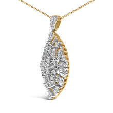 Load image into Gallery viewer, 14K White and Yellow Gold 2.00 Cttw Diamond Cluster Pear Shaped Pendant Necklace (G-H Color, SI2-I1 Clarity) -20" Inches