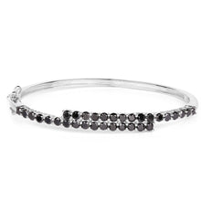 Load image into Gallery viewer, 4.00 Carat Genuine Black Diamond .925 Sterling Silver Bangle
