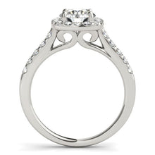 Load image into Gallery viewer, Square Shape Halo Diamond Engagement Ring in 14k White Gold (1 1/2 cttw)