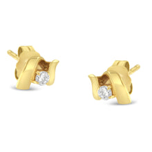 Load image into Gallery viewer, 10K White Gold 1/10 Cttw Round Brilliant-Cut Diamond Espira Swirls Solitaire Push Back Stud Earrings (I-J Color, I1-I2 Clarity)