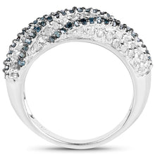 Load image into Gallery viewer, 1.25 Carat Genuine Blue Diamond & White Diamond .925 Sterling Silver Ring