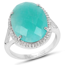 Load image into Gallery viewer, 8.14 Carat Genuine Amazonite And White Topaz .925 Sterling Silver Ring