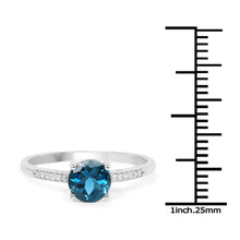 Load image into Gallery viewer, 1.05 Carat Genuine London Blue Topaz and White Diamond 14K White Gold Ring