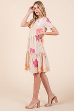 Load image into Gallery viewer, New Floral Round Neck Short Sleeve Tiered Dress For Women–Flowy, Feminine & Perfect for Summer
