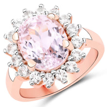 Load image into Gallery viewer, 5.56 Carat Genuine Kunzite and White Topaz .925 Sterling Silver Ring