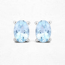 Load image into Gallery viewer, 0.72 Carat Genuine Aquamarine .925 Sterling Silver Earrings