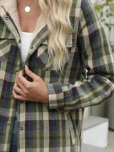 Load image into Gallery viewer, Plaid Snap Down Plush Hooded Jacket Soft & Warm Women Outerwear Cozy And Comfortable Jacket