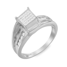 Load image into Gallery viewer, 10K White Gold 1/3 Cttw Invisible Set Princess-cut Diamond Cluster Bypass Ring (H-I Color, SI1-SI2 Clarity) - Ring Size 7