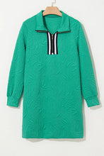 Load image into Gallery viewer, Classic Textured Zip Mini Dress Trendy Long Sleeve Dress for Women Modern Dress