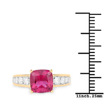 Load image into Gallery viewer, 2.70 Carat Genuine Rubellite and White Diamond 14K Yellow Gold Ring
