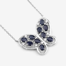 Load image into Gallery viewer, 2.16 Carat Genuine Blue Sapphire and White Zircon .925 Sterling Silver Necklace