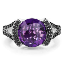 Load image into Gallery viewer, 3.24 Carat Genuine Amethyst & Black Diamond .925 Sterling Silver Ring