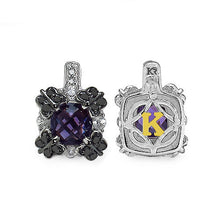 Load image into Gallery viewer, 2.67 Carat Genuine Amethyst White Sapphire & Black Diamond .925 Sterling Silver Earrings