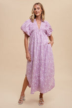 Load image into Gallery viewer, Romantic Floral Detail Puff Sleeve Dress Feminine Elegant Dress for Women Long Dress For Summer