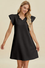 Load image into Gallery viewer, Double Take Full Size Ruffled V-Neck Cap Sleeve Dress – Ruffled V-Neck Dress, Cap Sleeve Dress, Elegant Ruffled Dress, Flattering V-Neck Dress, Stylish Full-Size Dress, Comfortable Ruffle Dress, Chic Cap Sleeve Dress
