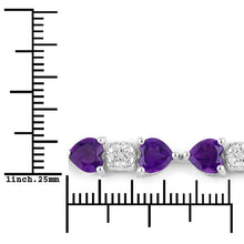 Load image into Gallery viewer, 9.56 Carat Genuine Amethyst and White Diamond .925 Sterling Silver Bracelet