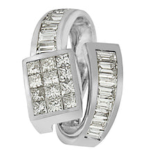Load image into Gallery viewer, 14K White Gold 2 cttw Princess and Baguette Cut Diamond Double Loop Pendant Necklace (G-H, VS1-VS2)