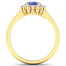 Load image into Gallery viewer, 1.92 Carat Genuine Tanzanite and White Diamond 14K Yellow Gold Ring