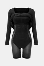 Load image into Gallery viewer, Caramel Built-In Shapewear Dress Square Neck Long Sleeve Maxi Dress Elegant Shapewear Dress For Women