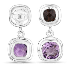 Load image into Gallery viewer, 6.60 Carat Genuine Amethyst and Smoky Quartz .925 Sterling Silver Earrings