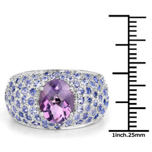 Load image into Gallery viewer, 4.21 Carat Genuine Amethyst and Tanzanite .925 Sterling Silver Ring
