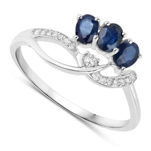 Load image into Gallery viewer, 0.65 Carat Genuine Blue Sapphire and White Diamond 14K White Gold Ring