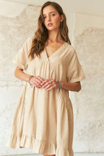 Load image into Gallery viewer, Ruffled Hem Striped V-Neck Babydoll Dress For Women – Playful, Chic, Versatile, Perfect for Casual to Semi-Formal Occasions